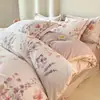 Juego de ropa de cama de cuatro piezas de algodón puro de alta calidad, alto número de hilos, engrosado, cepillado, 100% algodón, sábana, funda de edredón, funda de almohada, ropa de cama para todas las estaciones