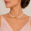 Personalizado europeu e americano moda colar de metal shell pingente pérola frisada feminina simples clavícula cadeia jóias atacado
