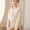Cárdigan de Cachemir para Mujer Color Sólido Otoño e Invierno Nuevo Talla Grande Manga Larga Tejido Corto Cuello en V Exterior