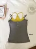 Camisola doce estilo coreano, falsa peça dupla color block, com bojos, vibe de verão, costas bonitas, adequada para usar como peça externa ou como top interno