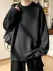 Sudadera negra con cremallera y cuello redondo para hombre, estilo americano de otoño, capa interior de manga larga para adolescentes, nueva tendencia 2026, top holgado