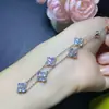 Pulsera de piedra lunar natural luz azul fuerte boca suelta plata de ley 925 incrustación de precisión 3*3mm directo de fábrica zona minera