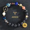 Venta Caliente de AliExpress Pulsera de Ocho Planetas Doce Constelaciones Pulsera de Piedra Mate con Cuentas Pulsera de Planeta 12 Constelaciones