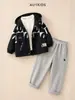 Conjunto Infantil 2026 Novo Estilo Blusão com Capuz e Calça Reta Conjunto de Duas Peças Conjunto de Moletom Infantil Outono
