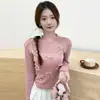 Suave suéter de punto holgado de manga larga con lazo tridimensional para mujer, diseño de otoño, único y versátil