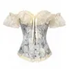 Corsé de ballena estilo francés con estampado de encaje, bustier ajustado para mujer, faja de ballena para usar sobre la ropa.