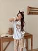 Pijama de Verano Su Xixi Leopardo Gato Kt Manga Corta Shorts Dulce Lindo Conjunto de Ropa para el Hogar para Niña Se Puede Usar Afuera
