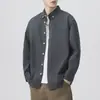 Camisa de trabalho de manga comprida vintage de algodão penteado lavado de alta qualidade para homens, jaqueta de camisa casual estilo japonês para primavera e outono