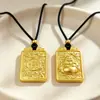 Pingente popular de Buda em ouro areia, estilo loja de joias, para boa sorte e paz, pingente de dragão auspicioso de alta qualidade, perfeito para presentear