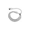 Anel de prata Nalan S925 brilhante com três camadas de contas simples ajustável puxar pulseira de corrente de contas J8774