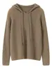 Sudadera con capucha de cachemira pura para mujer, nuevo suéter de cachemira otoño e invierno 2026, suéter base de punto casual holgado