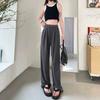 Pantalones Anchos de Pierna Recta para Mujer en Primavera y Verano, Delgados de Cintura Alta, Adelgazantes, Seda de Hielo, Protección Solar, Estilo Casual Japonés y Coreano