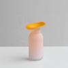 Creativo Americano bicolor blanco mate boca grande jarrón de vidrio hecho a mano para el hogar arreglo floral decoración de escritorio adornos