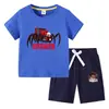 Camiseta infantil de verano 2023, nueva ropa infantil de comercio exterior, pantalones de manga corta de algodón coreano para niños, traje de dos piezas
