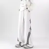 Macacão listrado americano vibe outono masculino high street all-match casual hip-hop calça marca de moda perna reta perna larga calça esportiva