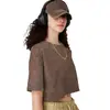 2026 Roupa de Rua Vintage Estilo Americano Blusa Cropped de Manga Curta Camiseta Esportiva de Algodão Puro Menina Confiante Logo Personalizado Mediante Solicitação