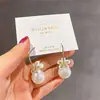 2022 Novo Estilo Coreano Moderno Elegante Brincos Longos Femininos Estilo Coreano Simples Outono e Inverno Ágata Vermelha Brincos de Pérola Brincos