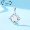 Pingente Feminino de Ouro Branco com Diamantes Inteiros Suporte Vazio Suporte de Colar de Cobre DIY Inlaid com Flores Pequenas no Verso e Flocos de Neve Imitação Prata 925