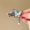 Clip para el Cabello de Mariposa Azul Neblina Estilo Antiguo Clip Lateral Accesorios para el Cabello Chinos Nuevos Adorno para la Cabeza Pasador Clip Lateral de Pico de Pato de Gama Alta
