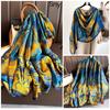 Bufanda elegante de seda Hangzhou con protección solar y letras para mujer, ideal para primavera y otoño, fina y larga, chal de satén de verano.