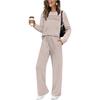 Traje de Mujer Europeo y Americano Transfronterizo Nuevo Otoño 2025 Top de Manga Larga con Cuello Redondo Pantalón Casual de Cintura Elástica Pantalón de Pierna Ancha