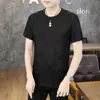 Camiseta Masculina de Manga Curta Transfronteiriça, Nova Tendência de Verão, Versátil, Casual, Seda Gelada, Manga Meia Manga, Gola Redonda, Top Fino para Homens
