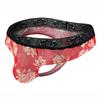 Tanga de malla con estampado para hombre, transparente, sexy, transpirable, con encaje
