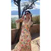 Vestido Floral Suave Estilo Francês Feminino Verão 2025 Novo Elegante Longo Cintura Alta Emagrecedor