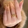 Anillo Abierto Floral Hueco Estilo Vintage, Joyería Elegante de Lujo Ligero al por Mayor