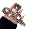 Presilha de Cabelo Vintage Leopardo Laço Pérola Grande Mordedor Presilha de Cabelo Feminina 2024 Novo Clipe de Alto Padrão Acessórios de Cabelo
