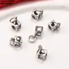 Plata de ley S925 pez pequeño tubo redondo flor pequeña anillo de correr colgante accesorios retro hacer viejo anillo de plata Xiangyun materiales hechos a mano DIY