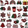 Pegatinas de tela bordadas navideñas, parches de Papá Noel con dibujos animados, decoración de muñecos de nieve, campanas navideñas, impresión por transferencia térmica