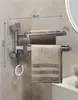 Toallero sin taladro, toallero multi-barra giratorio, colgador de toallas para baño, estante para baño, soporte de toallas para baño, doble barra