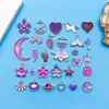 Mixto 30 flor de aleación de aceite púrpura amor pequeño colgante aretes hechos a mano pulsera accesorios de joyería diy venta al por mayor