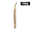 Pinzas para pestañas doradas hechas a medida, pinzas para injerto de pestañas con huella dactilar, rizador de pestañas de acero inoxidable, marca privada Golden Feather Dolphin