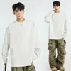 Camisetas de Manga Longa para Homens para Outono e Inverno, Projetadas para Uso Interno e Externo, Tops de Manga Longa, Design Solto com Zíper, Moletons Casuais com Gola Redonda
