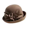 Rongmei 2026 Nuevo Sombrero Clásico Hepburn Transfronterizo con Ala Curva, Sombrero de Mezcla de Seda y Lana, Elegante Sombrero de Estilo Francés