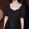 Vestido de Noche Negro Modelo Nuevo 2026 Estilo Francés Vestido Largo Efecto Adelgazante Traje para Graduación Anfitrión Desempeño