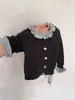 Conjunto de suéter para niña Ningli, nueva colección de otoño, dulce conjunto de dos piezas para niñas pequeñas, con encaje y un elegante diseño de punto