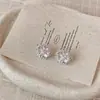 Brincos Cravejados com Zircônia, Estilo Retrô, Luxo de Alto Padrão, Luxo Leve, Brincos de Flor de Cristal Pérola, Design de Nicho, Brincos Personalizados