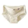 Pantaletas de algodón elástico puro para mujer de algodón para bebé de Xinjiang con estampado floral, lazo, refuerzo antibacteriano de seda de morera y ribete de encaje, tipo triángulo