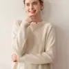 Suéter de Cashmere Feminino 2026 Outono/Inverno Novo Estilo, Gola Redonda com Borda Dobrada, Fenda na Barra, Tricô Solto e Espesso