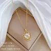 [Aço titânio] Bruxa Lucky Grass Light Luxo Elegante Lindo Colar de Diamantes Corrente de Clavícula para Mulheres Corrente de Aço de Titânio