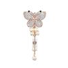 Mariposa de pedrería de cristal de punto hebilla telescópica fácil de tirar hacia arriba mariposa hecha a mano pedrería brillante hebilla de identificación fácil de tirar hacia arriba