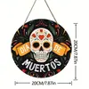 Decoração de Parede Pendurada de Madeira Impressa Transfronteiriça em Cores Laranja e Preto Contrastantes com Design de Gato, Abóbora e Teia de Aranha para Decoração Temática de Halloween