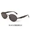 Gafas de Sol Metálicas Ovaladas para Mujer, Gafas Europeas y Americanas, Gafas Retro de Alta Gama para Fotografía Callejera, Gafas de Sol para Hombre, Gafas Planas