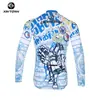 Ropa de Ciclismo de Otoño Xingheng Máquina Hombres Nuevo Maillot y Pantalones de Ciclismo Transpirables Estampados Maillot Largo de Ciclismo