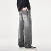 Otoño 2026 Nuevos Jeans con Patrón de Rayos Marca de Moda para Hombre Nuevos Lavados Pierna Recta Adelgazantes Calle Alta Frescos Pantalones Largos