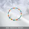 925 Sterling Silver Rainbow Beaded Smiley Bracelet Girls ins Niche Design Girlfriend Bracelet Summer Light Luxury Jewelry
