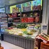 Expositor de Frutas em Camadas Feito Sob Medida para Supermercado de Alimentos Frescos Prateleira de Frutas e Legumes de Supermercado Estante de Loja de Frutas Mesa de Corte de Frutas Balcão de Caixa